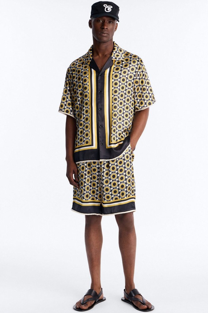 Relaxed Coded Luxe Button Up Shirt - Yellow/combo