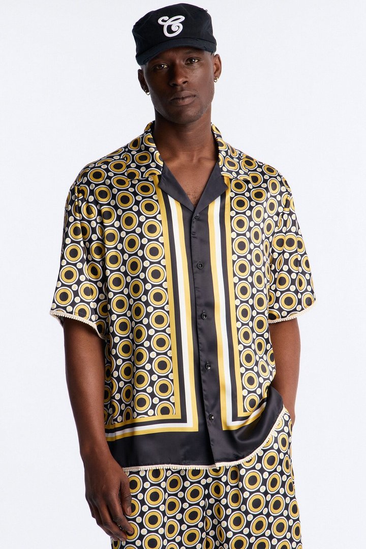 Relaxed Coded Luxe Button Up Shirt - Yellow/combo