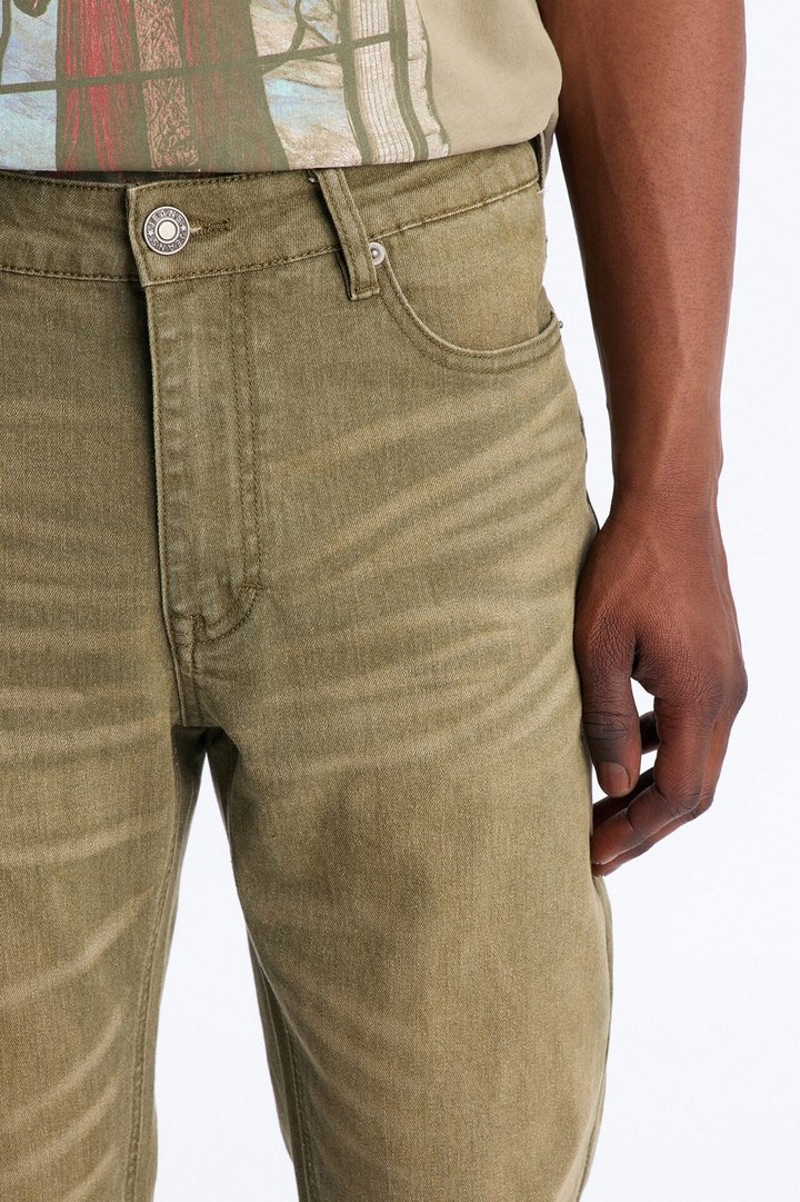 Essential Hue Stacked Skinny Flare Stretch Jean - Olive