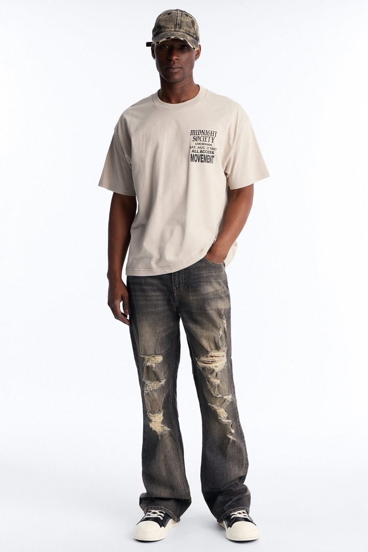 Stacked Slim Flare Make It Distressed Jean - Black Wash