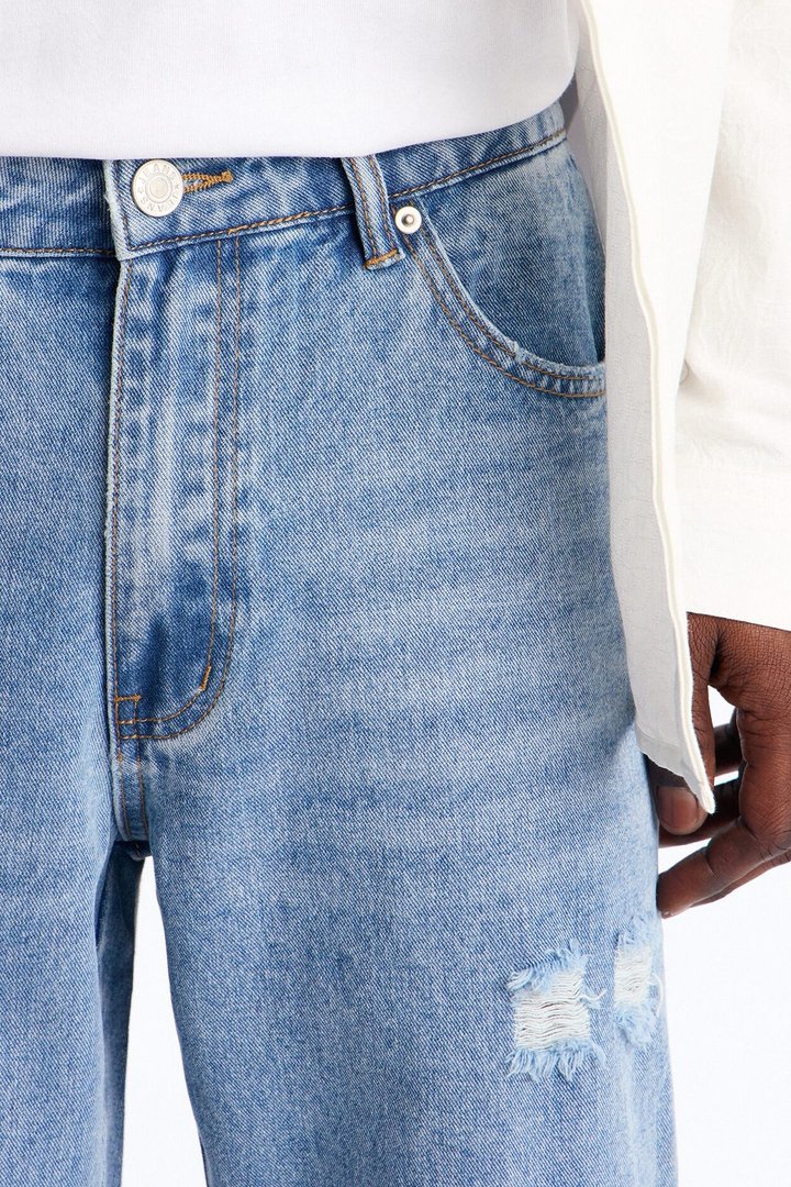 Straight Off Track Terry Zip Jean - Light Wash
