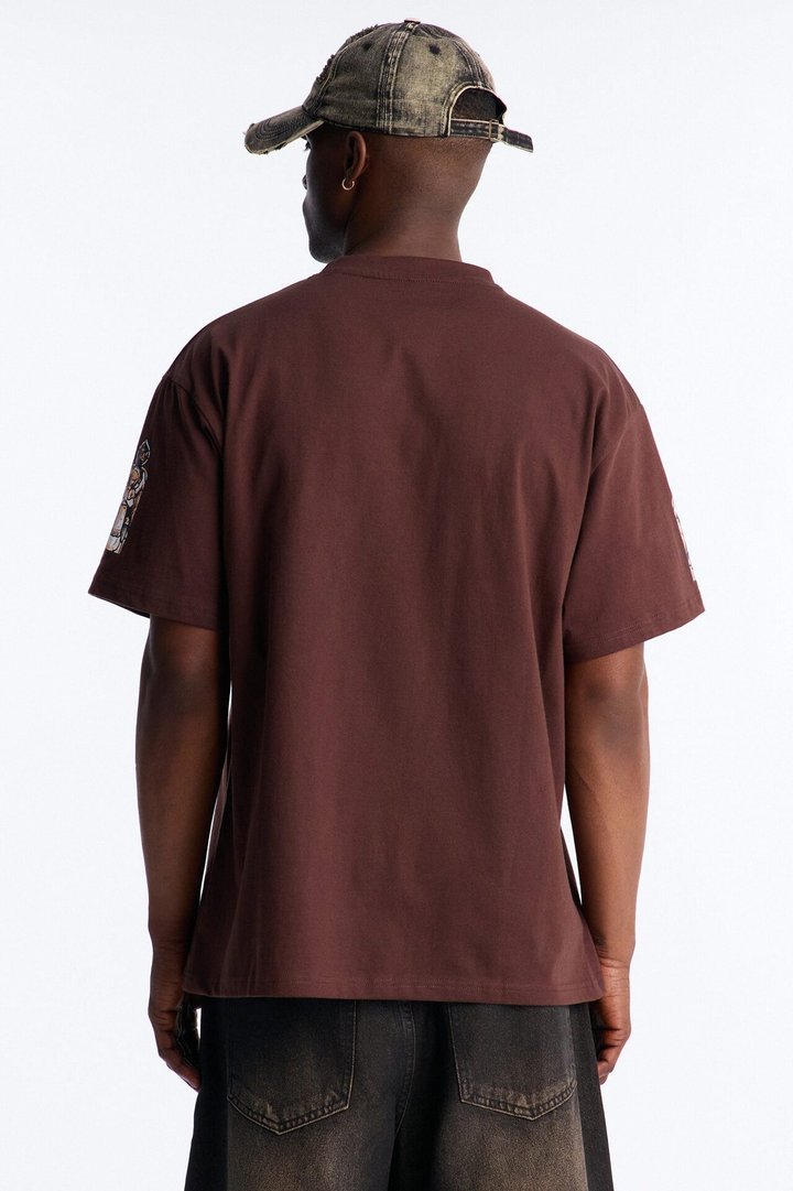 Cathedral Art Oversized Short Sleeve Tee - Brown