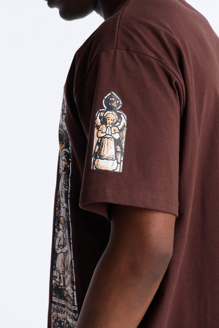 Cathedral Art Oversized Short Sleeve Tee - Brown