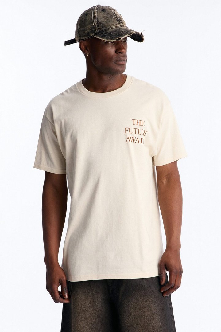 The Future Awaits Oversized Short Sleeve Tee - Cream
