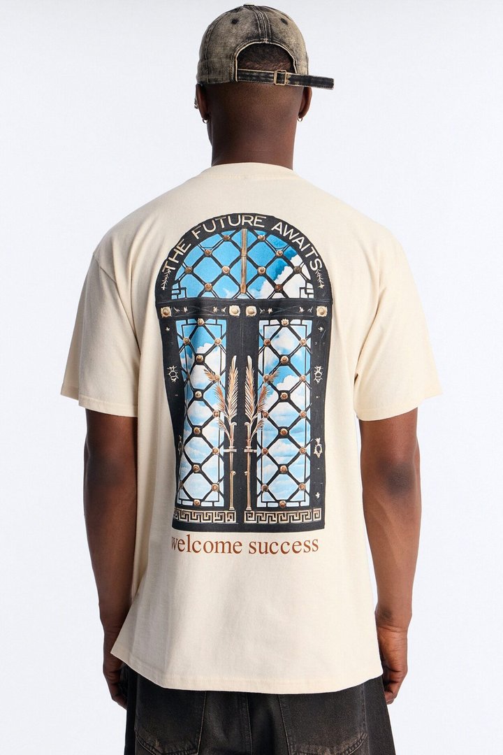 The Future Awaits Oversized Short Sleeve Tee - Cream