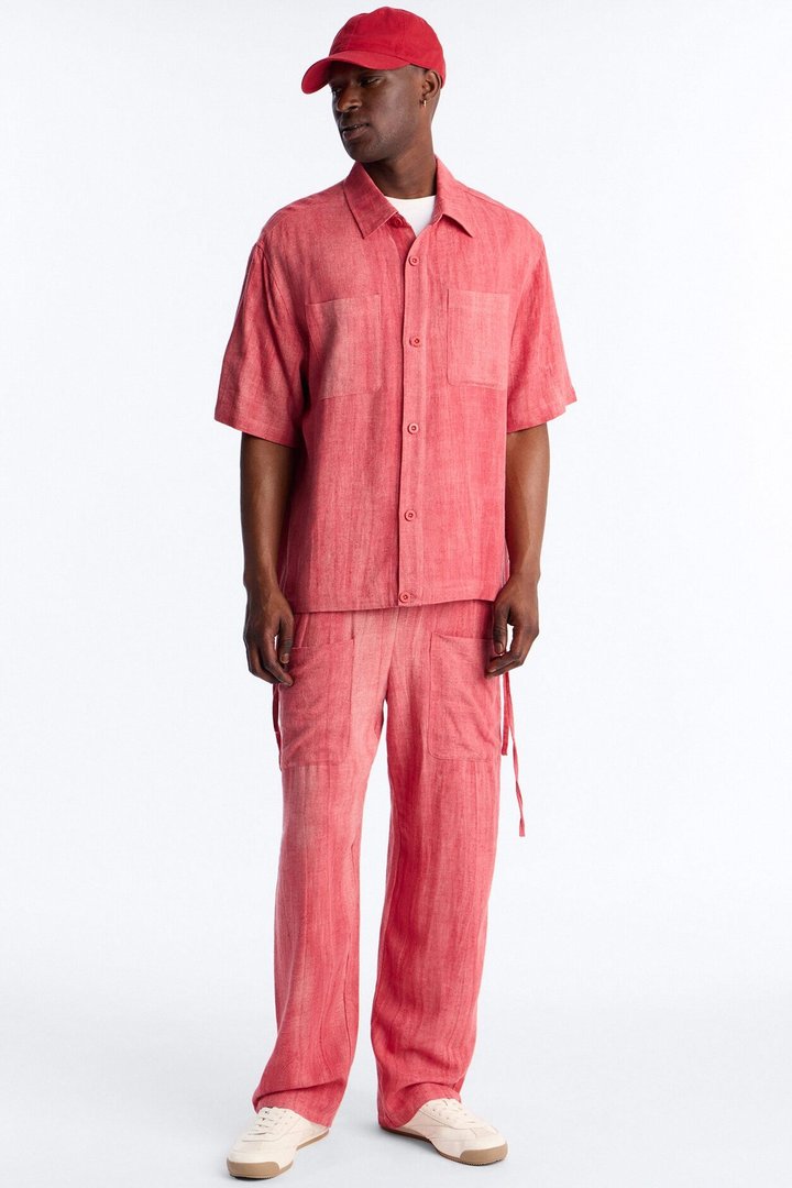 Relaxed Desert Oasis Button Up Shirt - Red