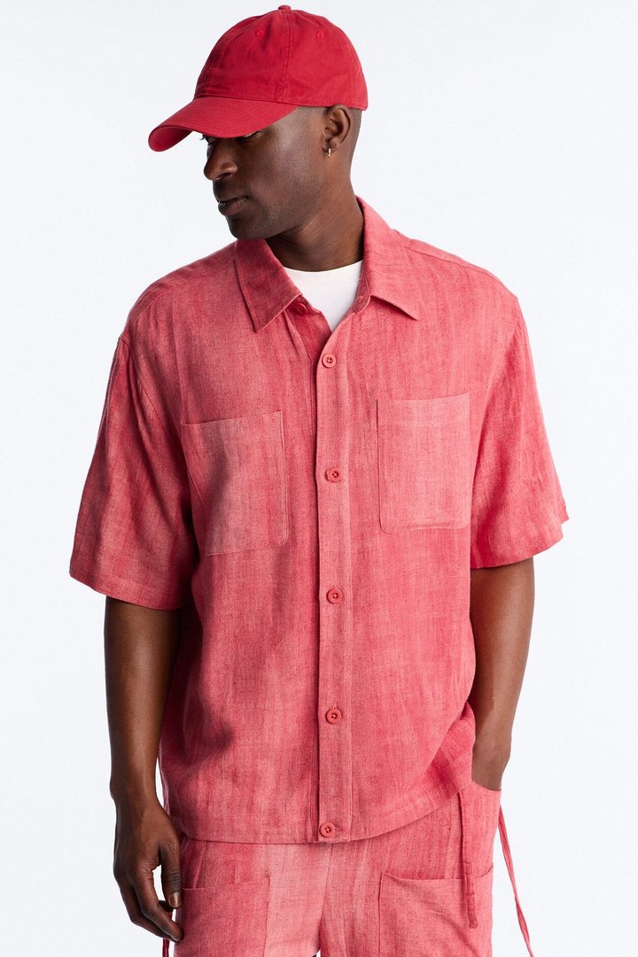 Relaxed Desert Oasis Button Up Shirt - Red