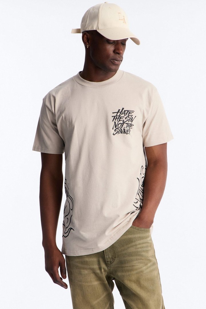 Hate The Sin Short Sleeve Tee - Grey