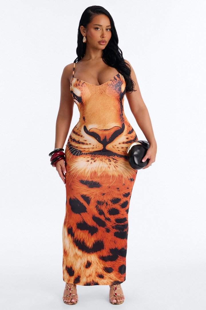 Fierce And Fab Maxi Dress - Orange/combo