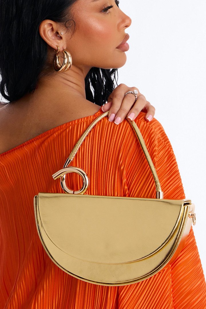 Adding A Twist Faux Leather Satchel Bag - Gold