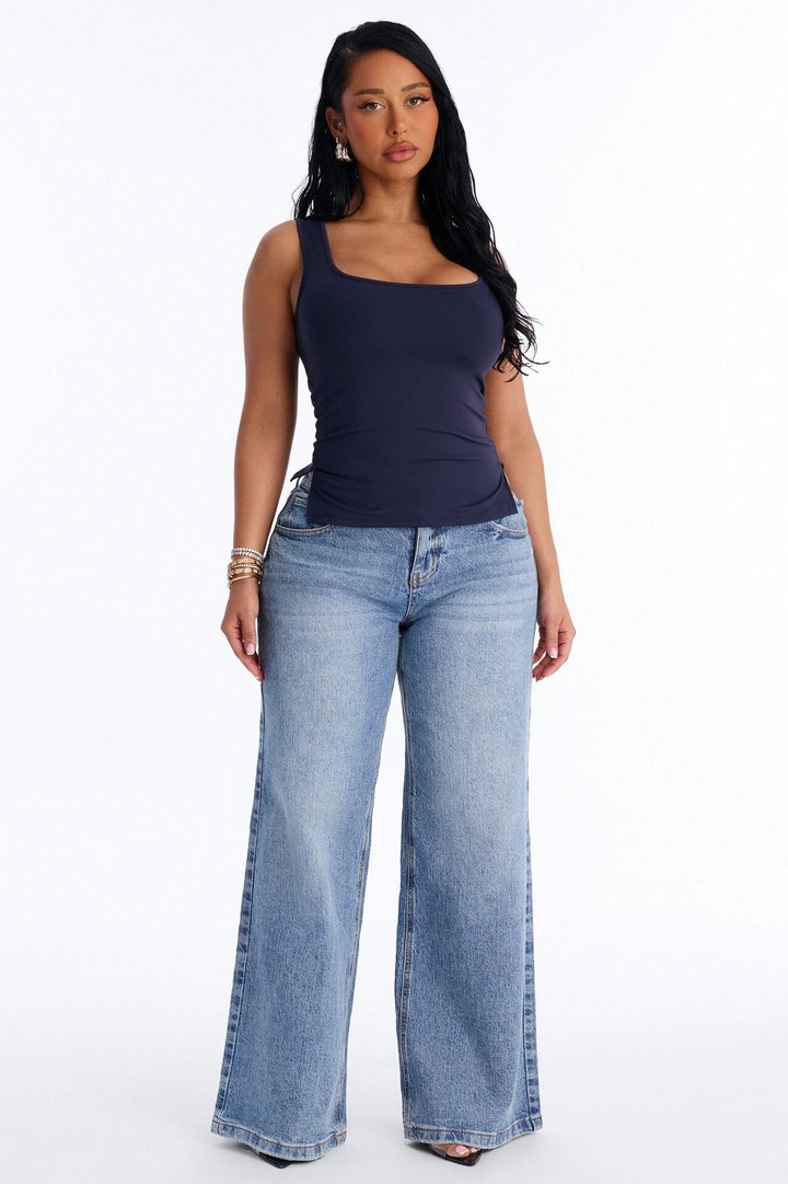 Side Slit Tank Top - Navy