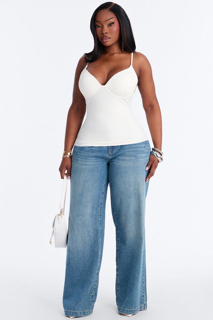 Kenny Padded Sweetheart Tank Top - White