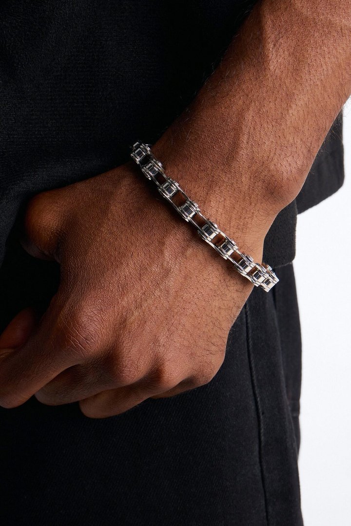 Steel Bike Chain Link Bracelet - Silver