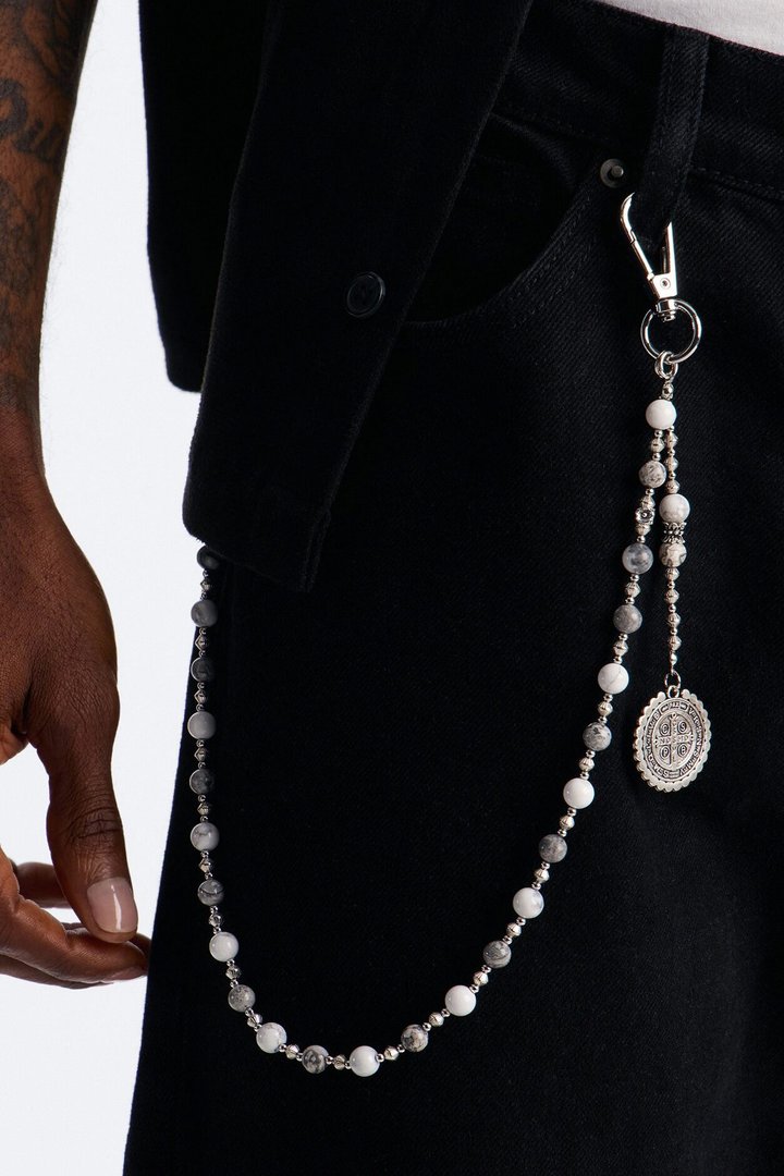 Saint Relic Beaded Pant Chain - Silver