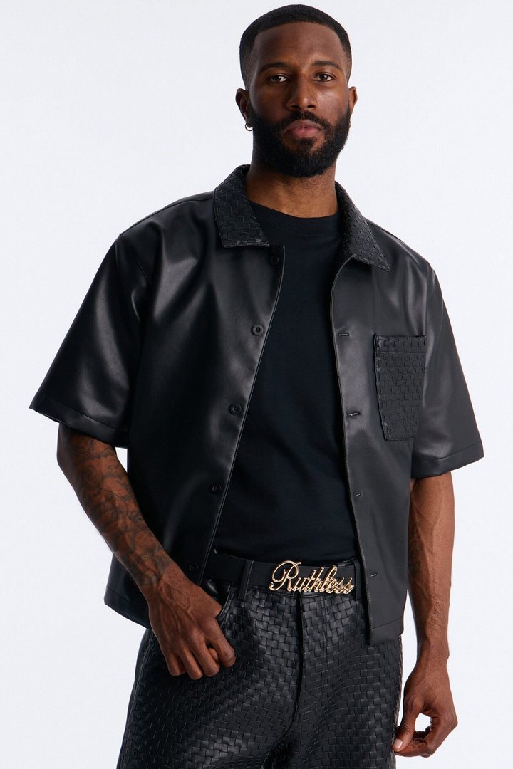 Ruthless Script Buckle Belt - Black/Gold