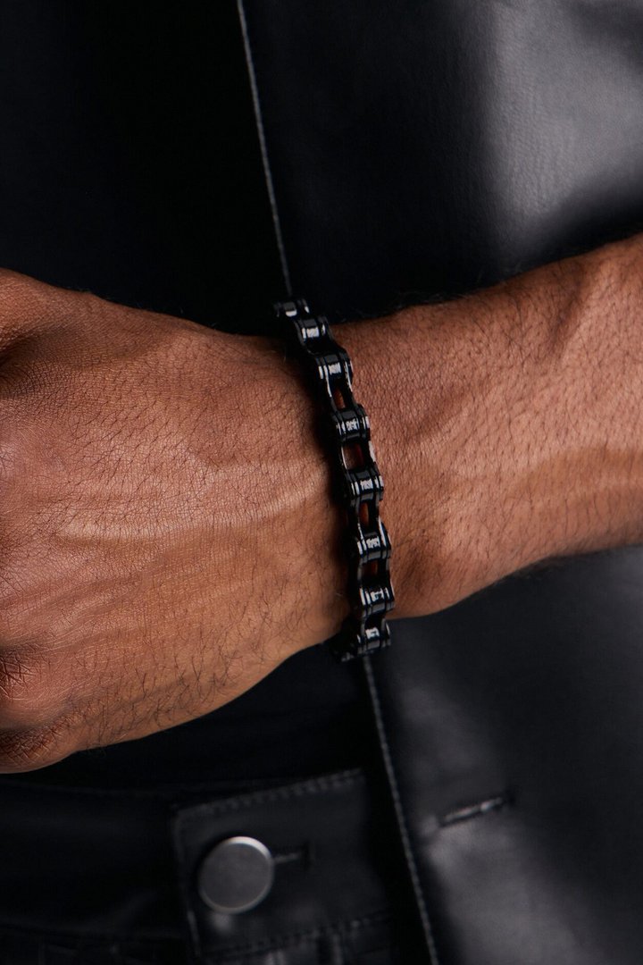Midnight Ride Bike Chain Link Bracelet - Black