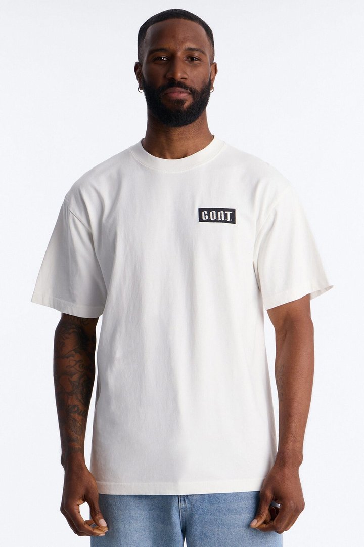GOAT Oversized Heavy Weight Embroidery Short Sleeve Tee - White