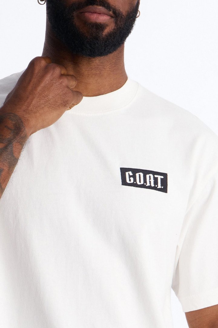 GOAT Oversized Heavy Weight Embroidery Short Sleeve Tee - White