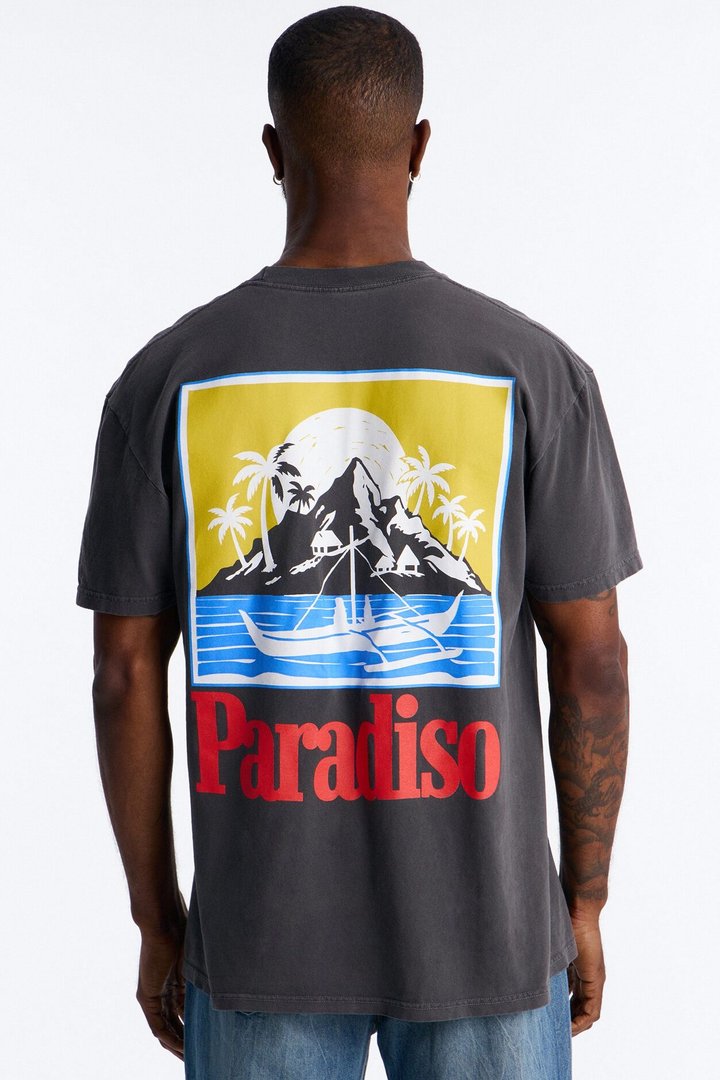 Paradiso Vintage Oversized Short Sleeve Tee - BlackWash