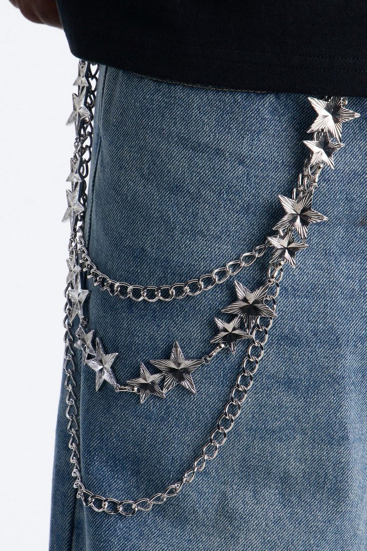 Cosmic Edge Layered Pant Chain - Silver