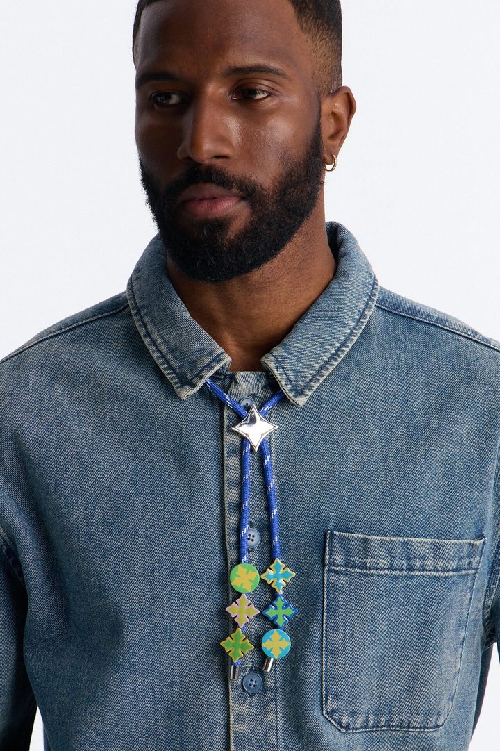 Icy Bungee Cord Necklace - Blue/combo