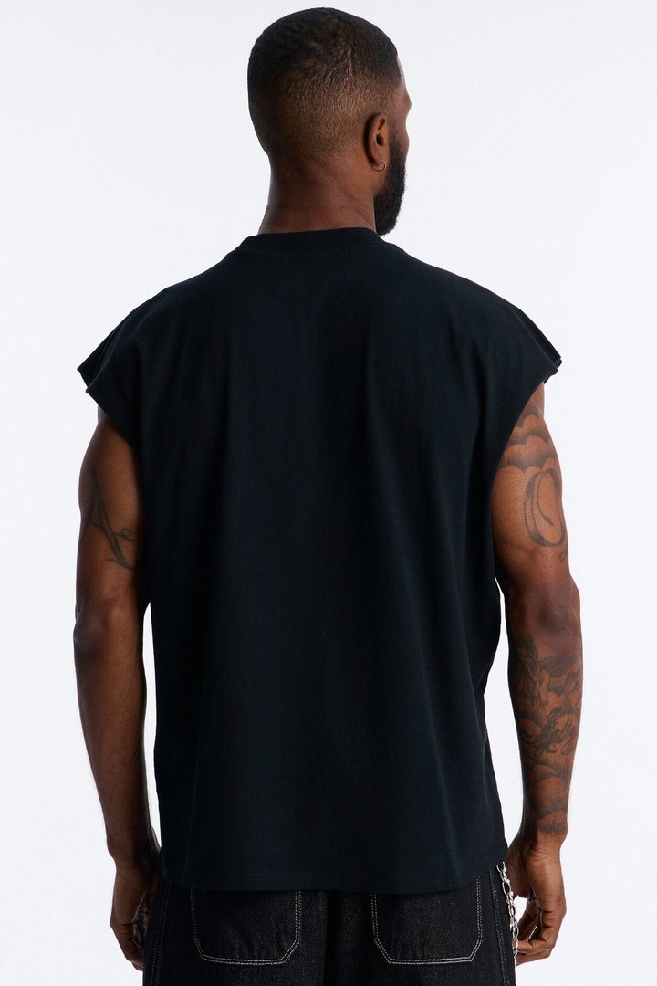 Rebellion Oversized Muscle Tee - Black
