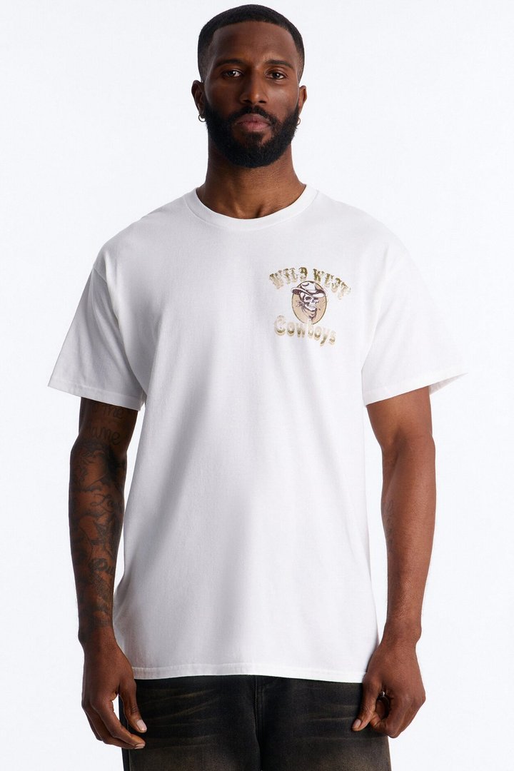 Wild West Cowboys Oversized Short Sleeve Tee - White