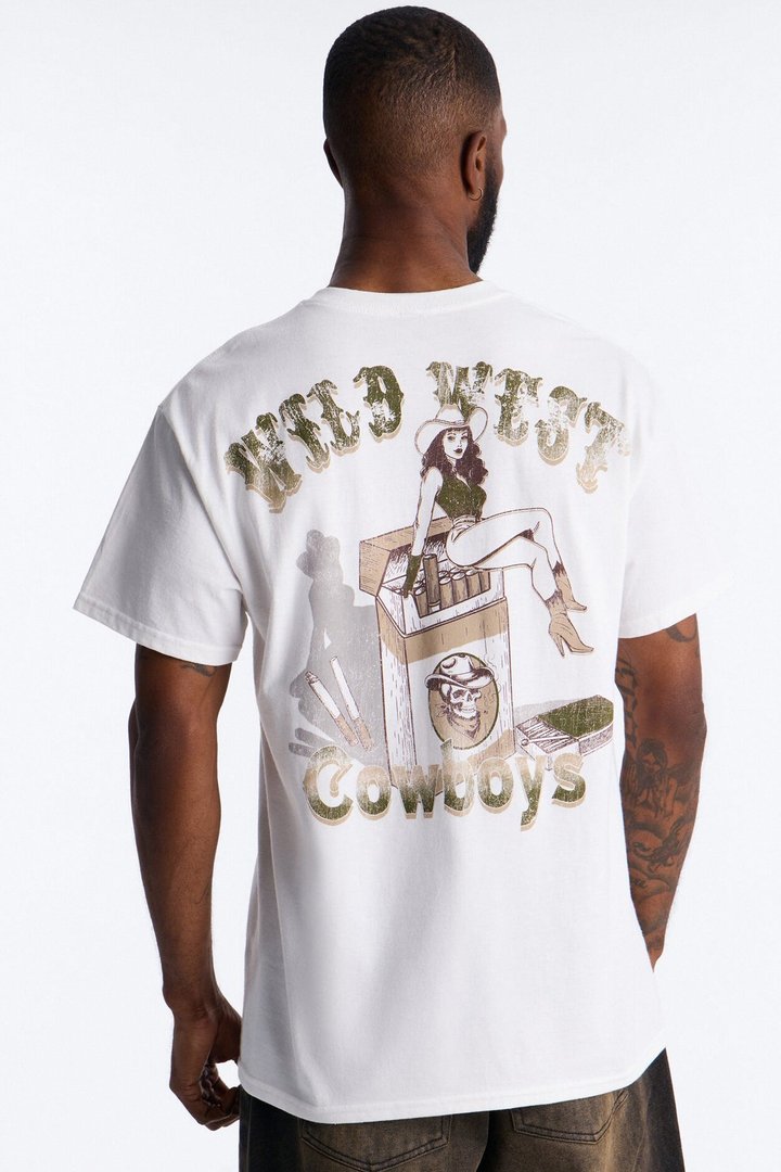 Wild West Cowboys Oversized Short Sleeve Tee - White