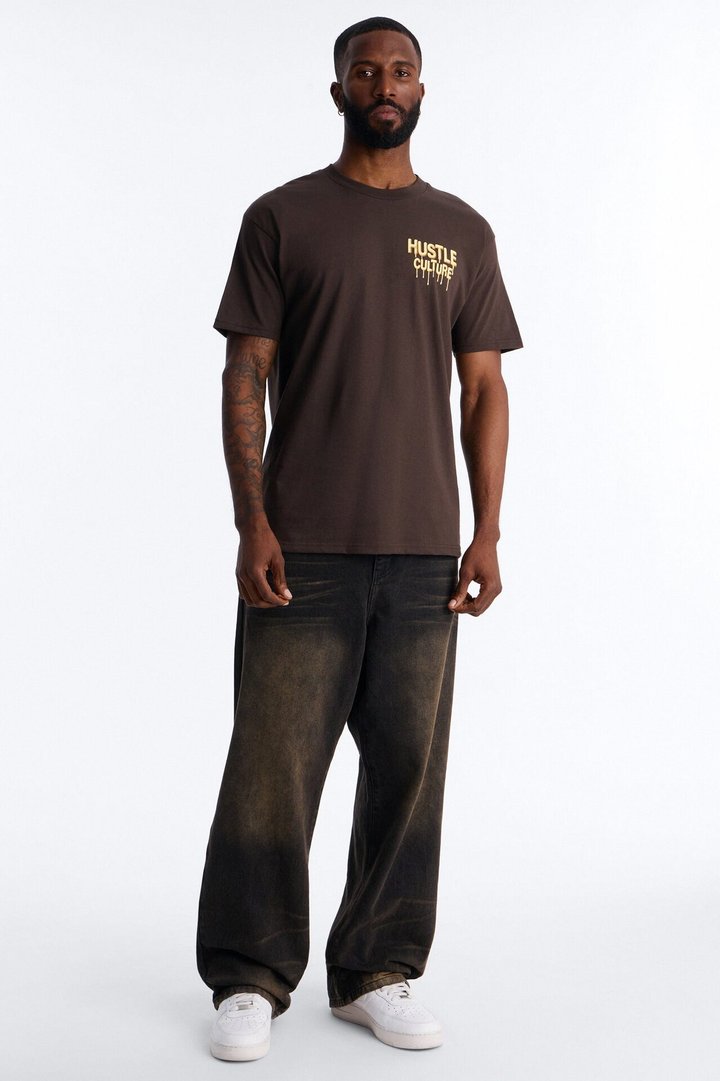 Hustle Cxltre Oversized Short Sleeve Tee - Brown