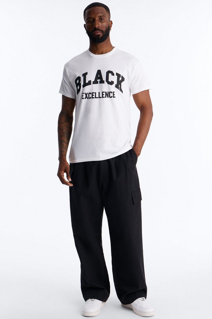 Black Excellence Varsity Short Sleeve Tee - White