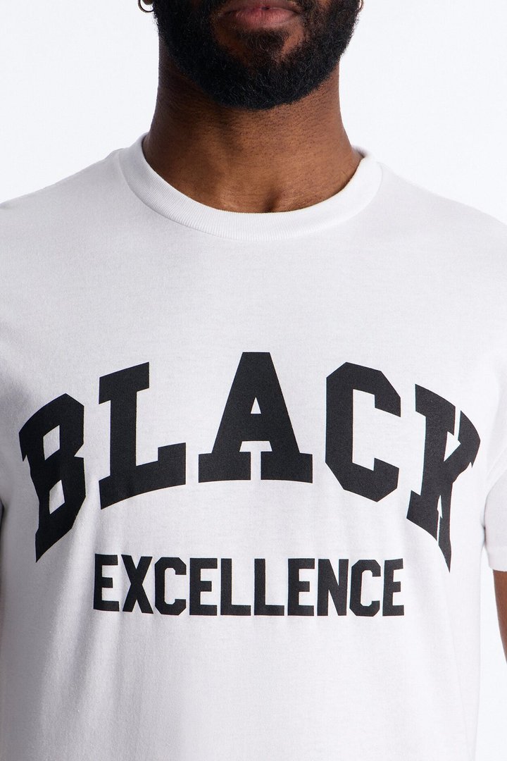 Black Excellence Varsity Short Sleeve Tee - White