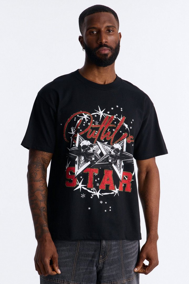 Ruthless Star Boxy Short Sleeve Tee - Black