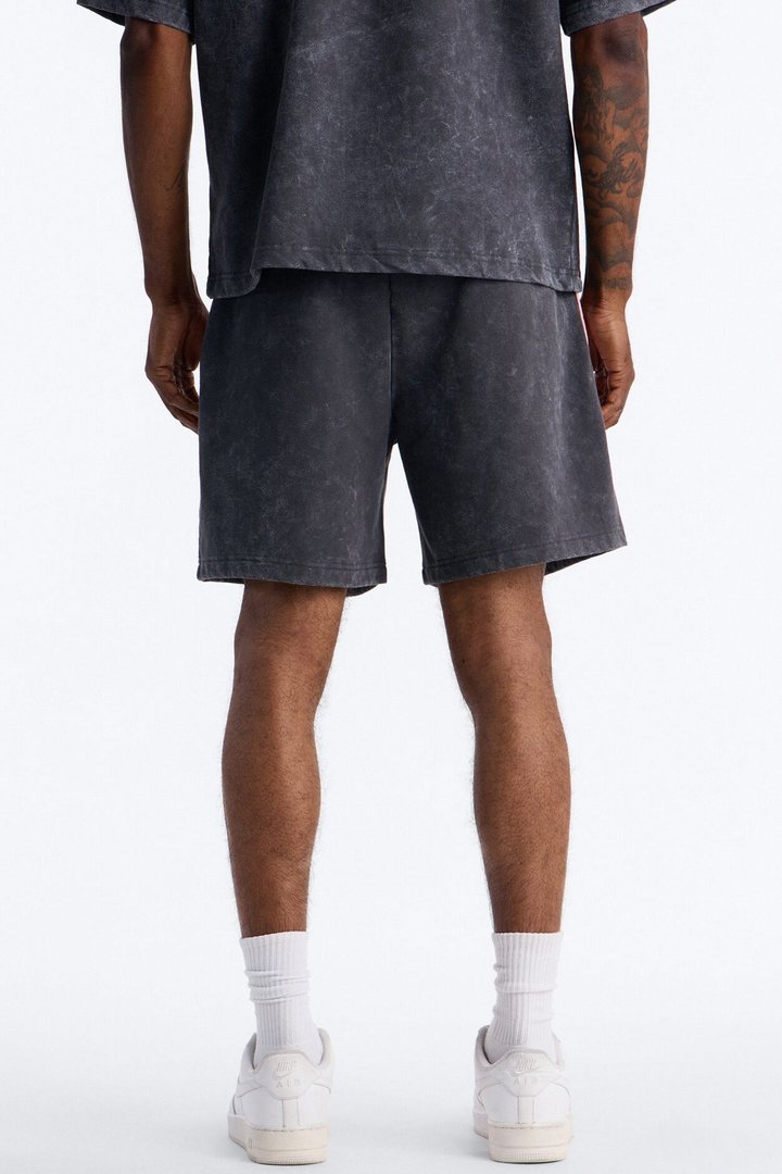 Sacred Embroidery Paneled Sweatshorts - Black