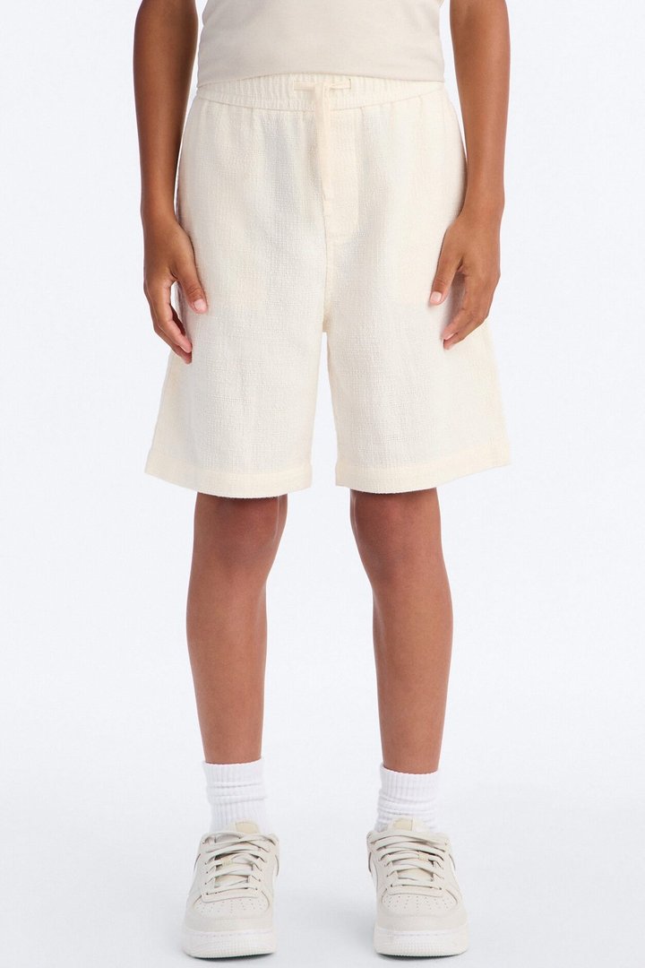 Mini Made History Textured Shorts - Cream