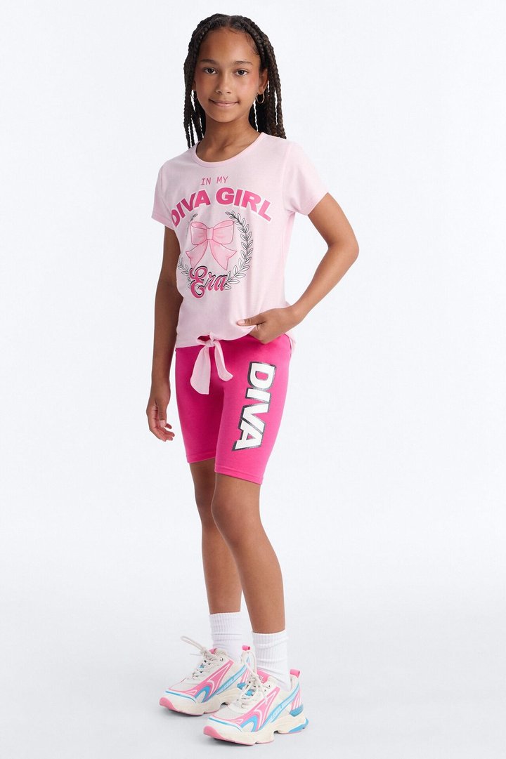 Mini In My Diva Girl Era Bike Short Set - Pink/combo