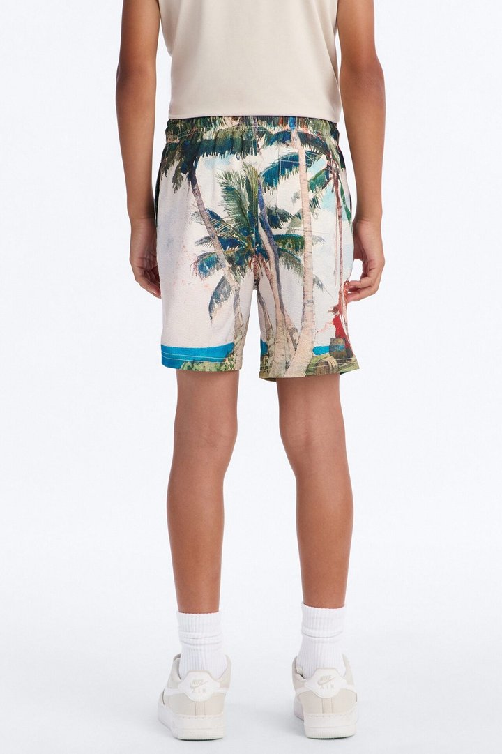 Mini Tropical Get Away Printed Seersucker Swim Trunk - Multi Color