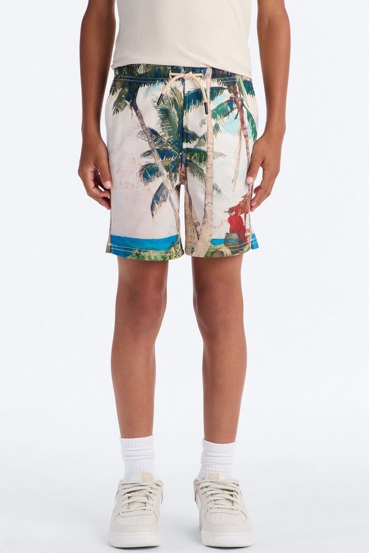 Mini Tropical Get Away Printed Seersucker Swim Trunk - Multi Color
