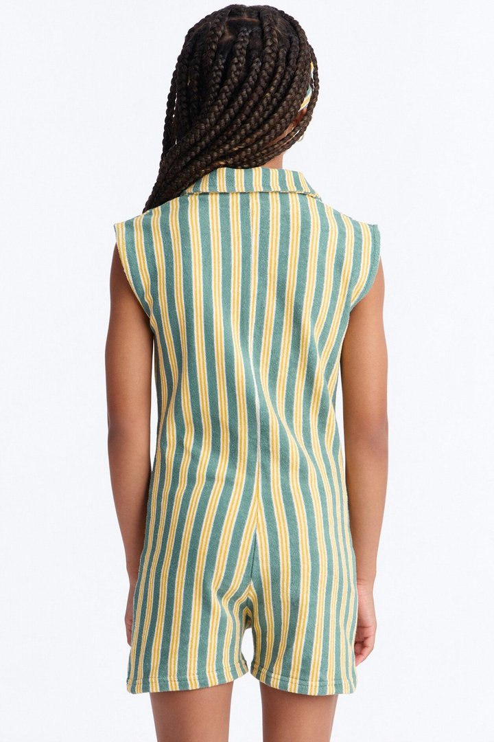Mini Summer Fridays Terry Cloth Romper Set - Green/combo