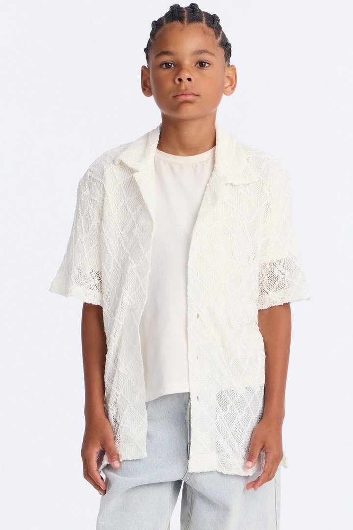Mini Devoted To It Jacquard Button Down Shirt - White