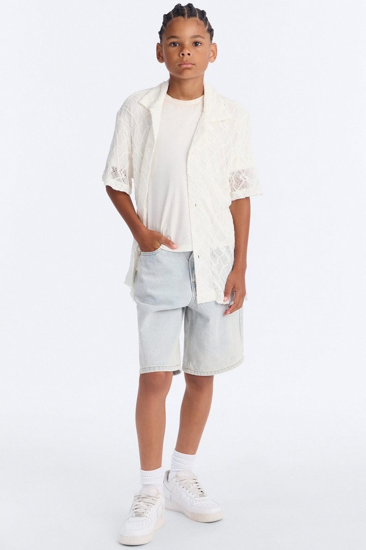 Mini Devoted To It Jacquard Button Down Shirt - White