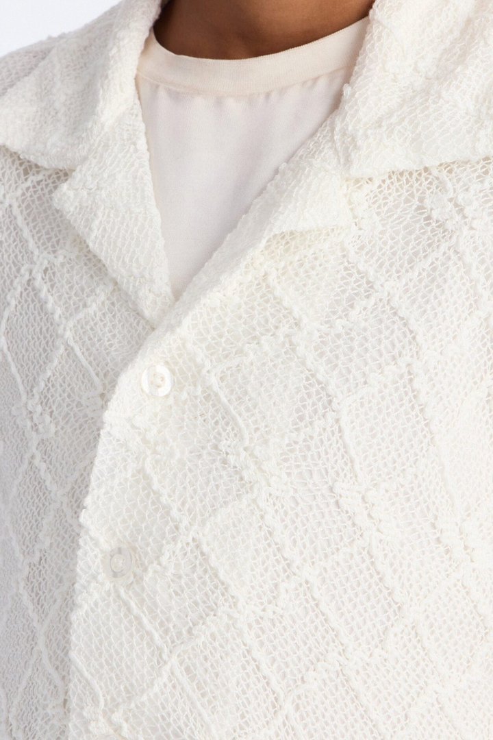Mini Devoted To It Jacquard Button Down Shirt - White