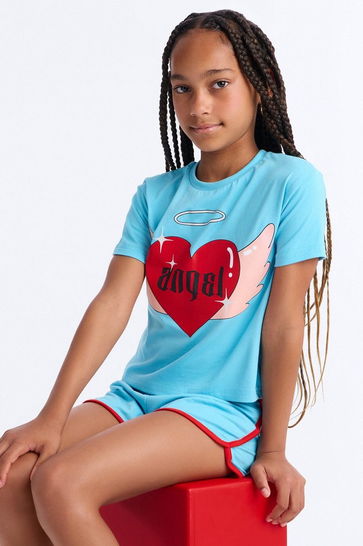 Mini Beautiful Angel Short Set - Blue