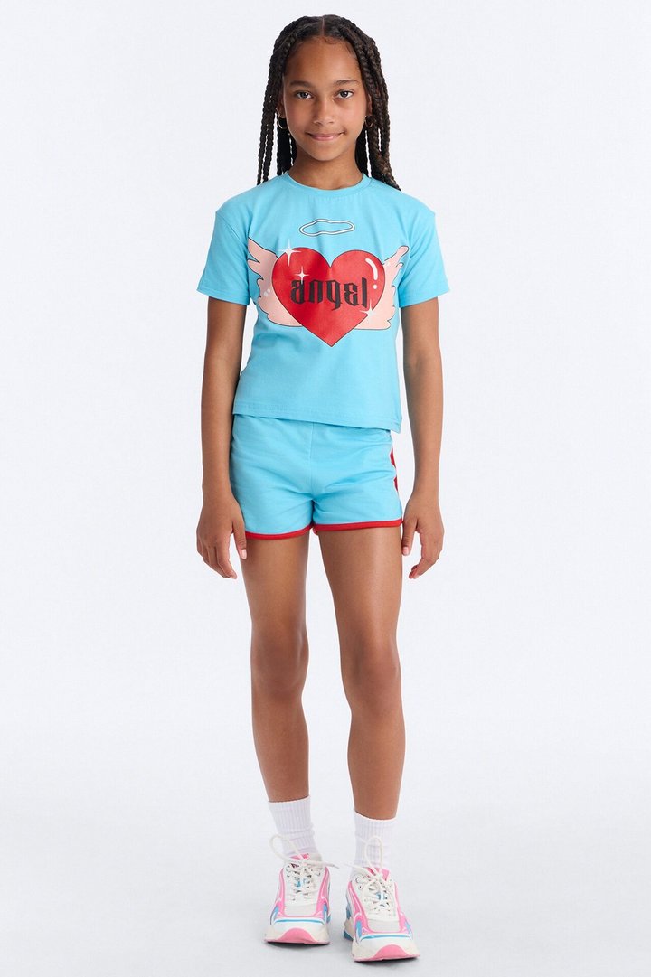 Mini Beautiful Angel Short Set - Blue
