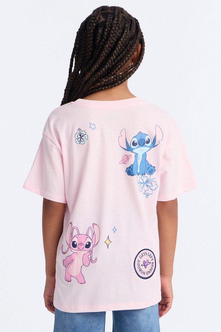 Mini Stitch Ohana Means Family Short Sleeve Tee - Light Pink