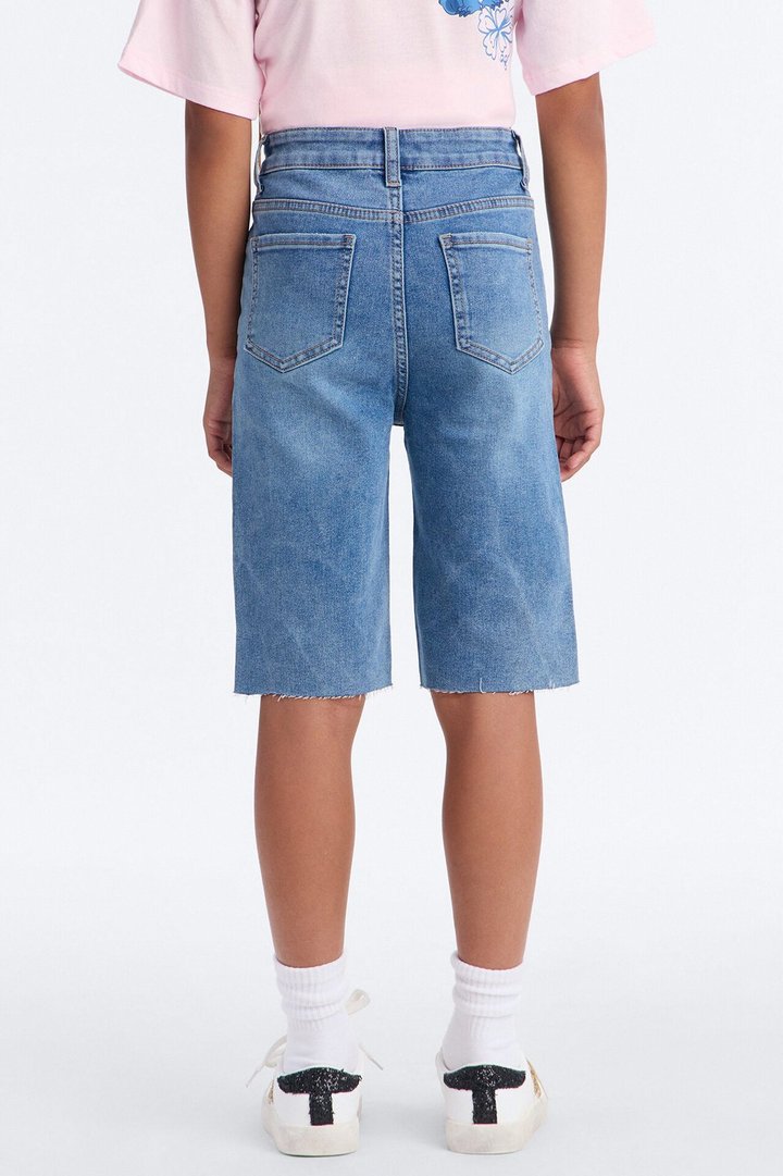 Mini Everything's Good Super Stretch Denim Bermudas - Medium Blue Wash