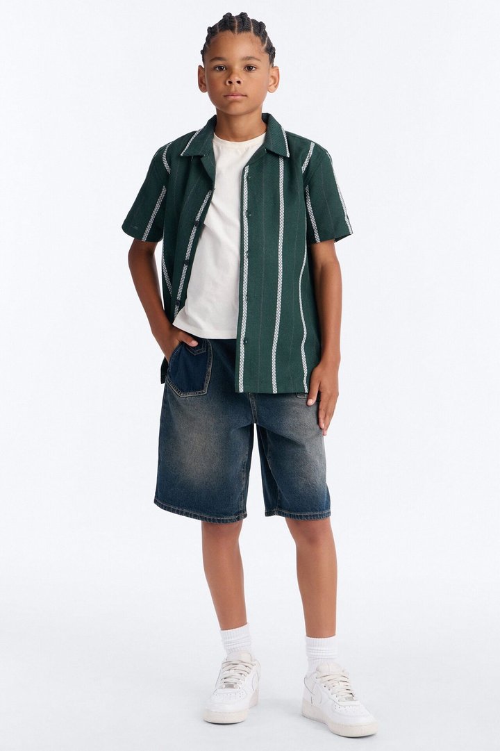 Mini Know Why Striped Button Down Shirt - Green