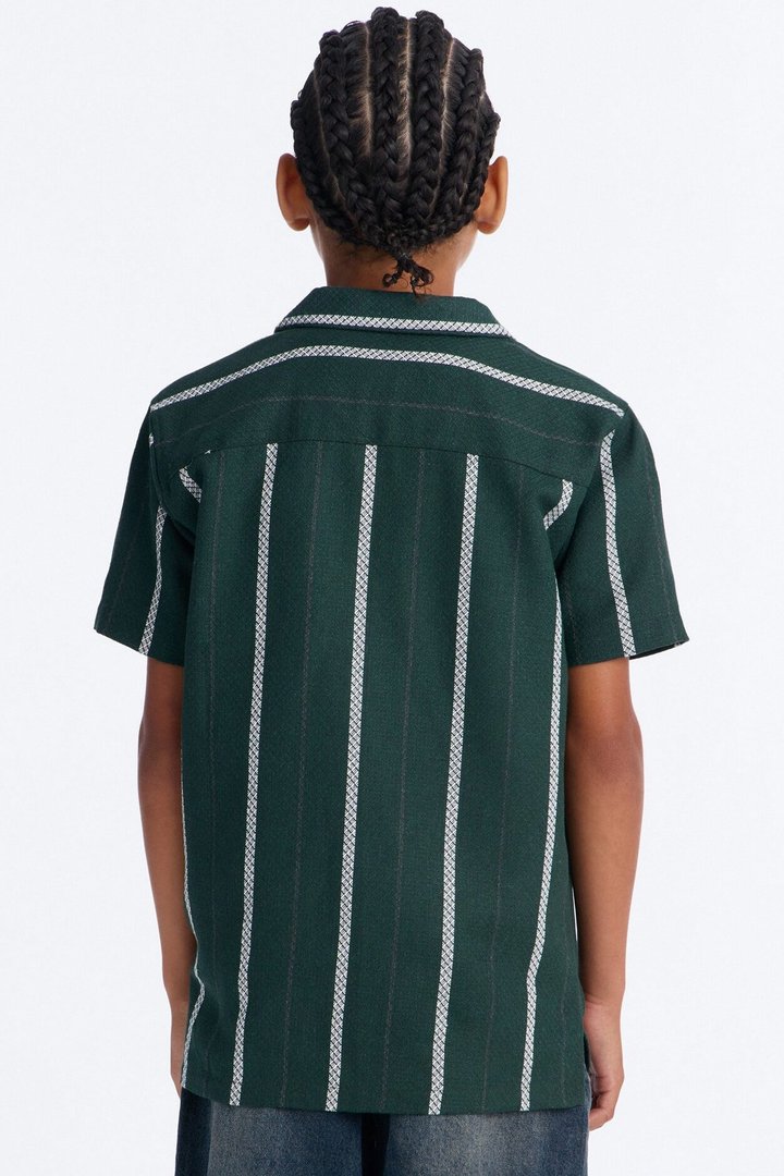 Mini Know Why Striped Button Down Shirt - Green