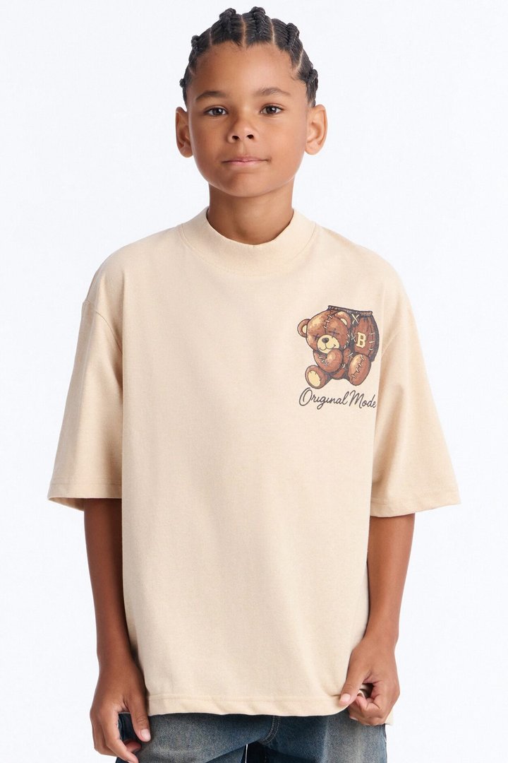 Mini Original Teddy Short Sleeve Front/Back Tee - Sand