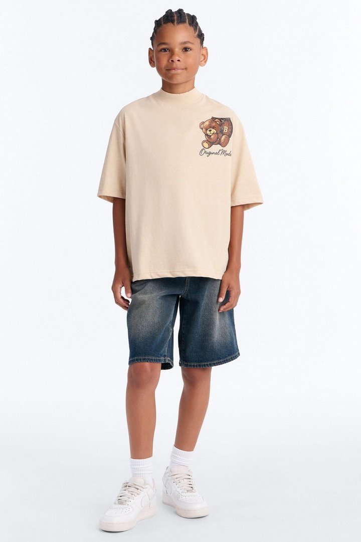 Mini Original Teddy Short Sleeve Front/Back Tee - Sand