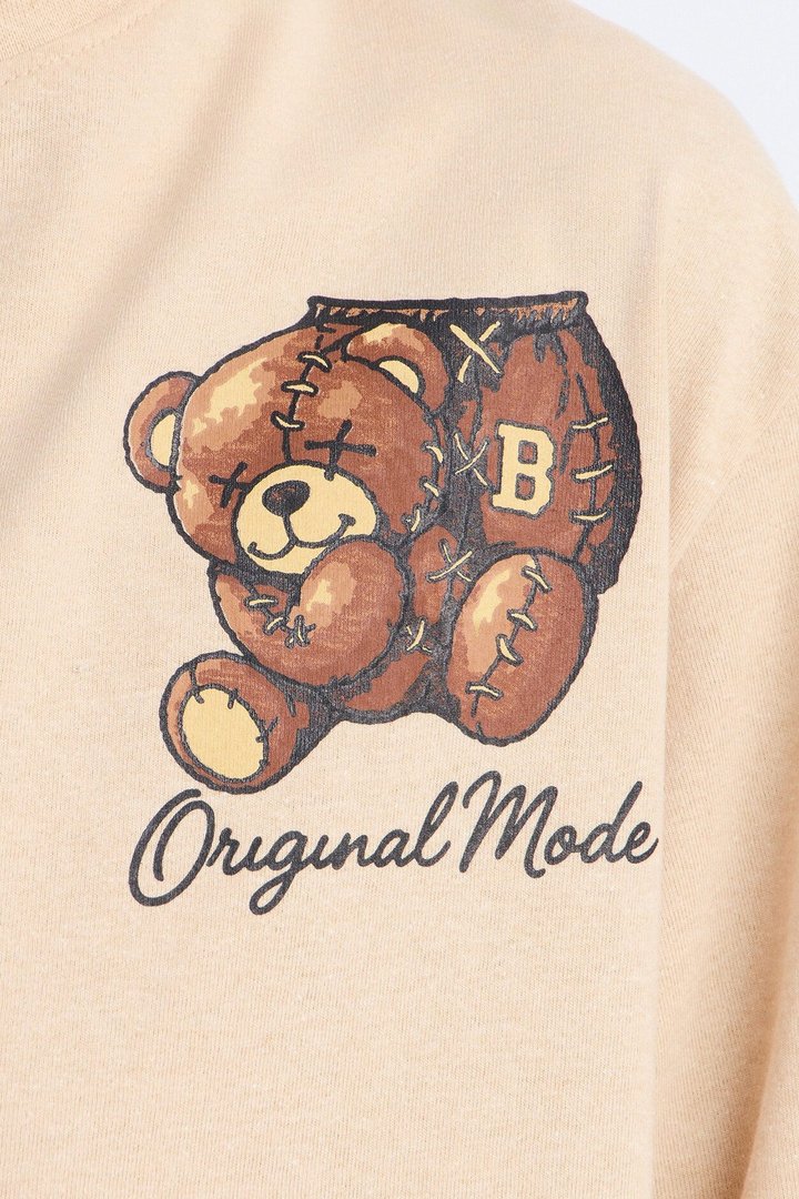 Mini Original Teddy Short Sleeve Front/Back Tee - Sand